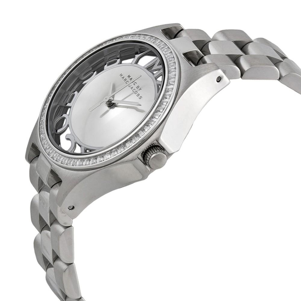 Marc Jacobs Henry Transparent Silver Dial Silver Steel Strap Watch for Women - MBM3337