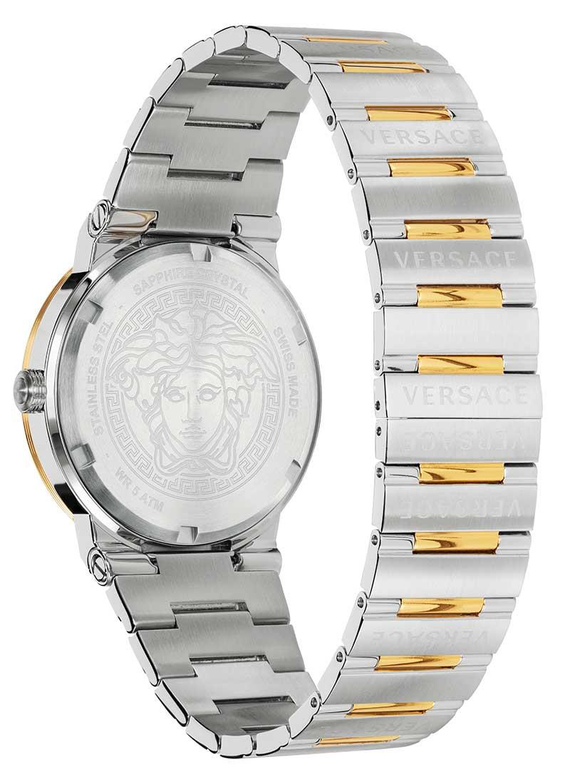 Versace Greca Green Dial Silver Steel Strap Watch for Men - VEVI00420
