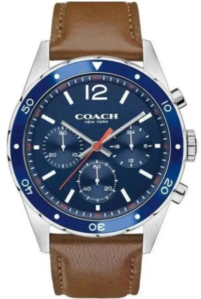Coach Sullivan Sport Blue Dial Brown Leather Strap Watch for Men - 14606038