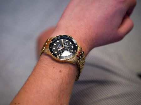 Fossil FB-01 Chronograph Black Dial Gold Steel Strap Watch for Men - FS5836