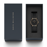 Daniel Wellington Classic Petite Pressed Ashfield Black Dial Black Mesh Bracelet Watch For Women - DW00100441