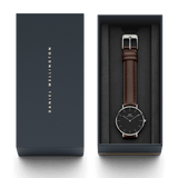 Daniel Wellington Classic Petite Bristol Black Dial Brown Leather Strap Watch For Women - DW00100177