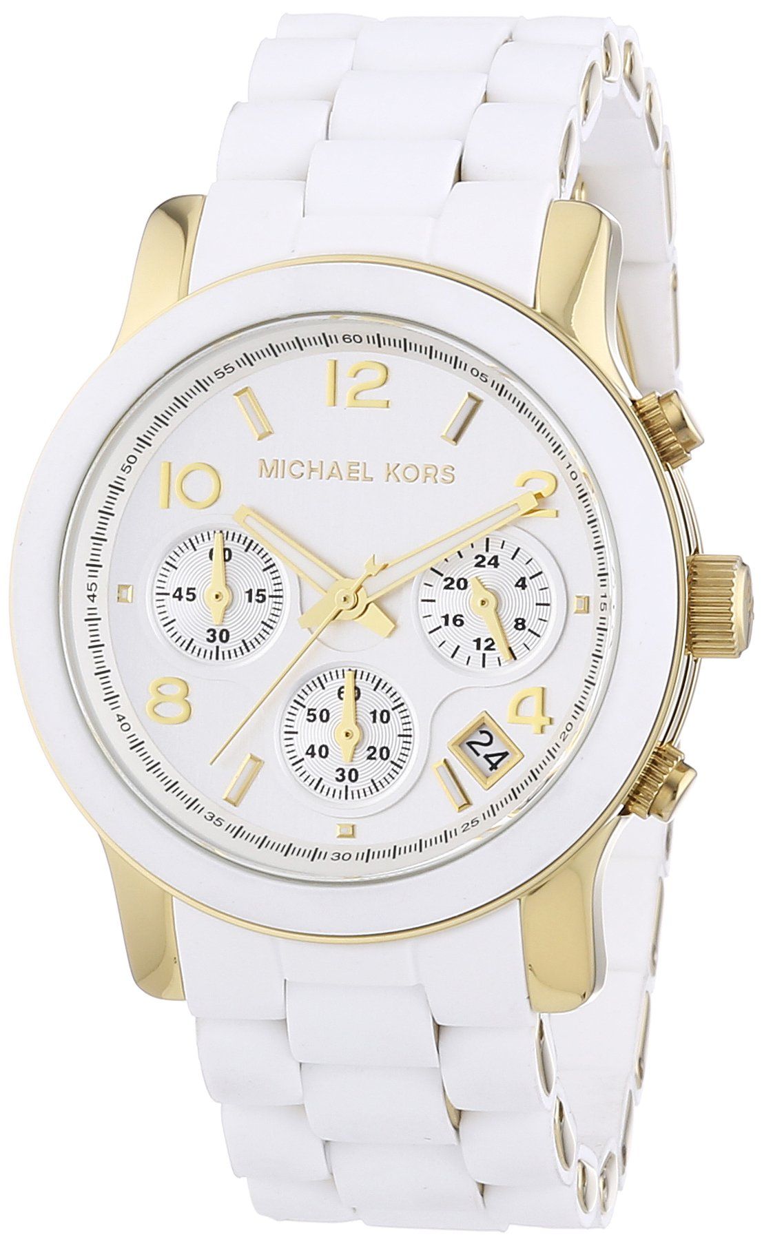 Michael Kors Runway Chronograph White Dial White Steel Strap Watch for Women - MK5145