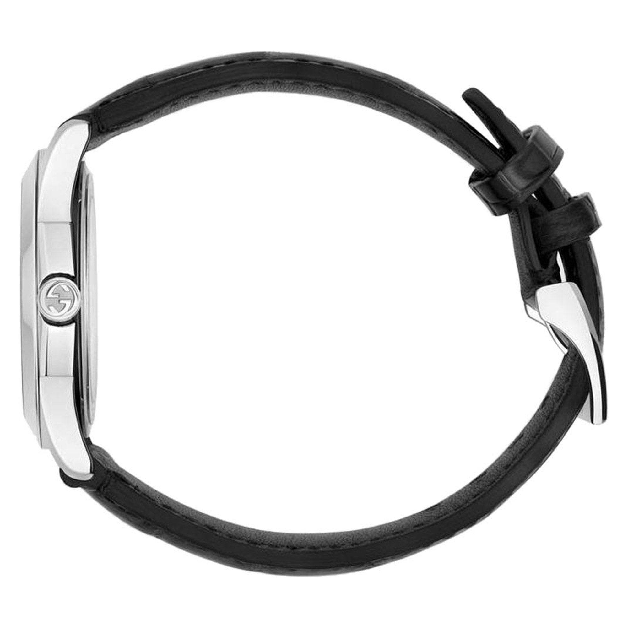 Gucci G Timeless Automatic Black Dial Black Leather Strap Watch For Women - YA126469