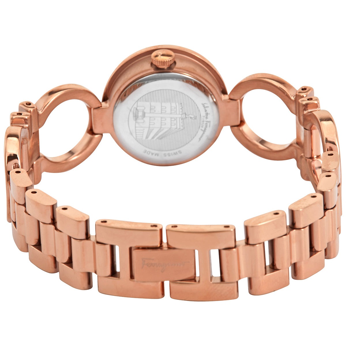 Emporio Armani Retro Quartz Silver Dial Rose Gold Steel Strap Watch For Women - AR1776