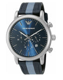 Emporio Armani Luigi Chronograph Quartz Blue Dial Blue Nylon Strap Watch For Men - AR1949