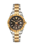 Versace Hellenyium GMT Black Dial Two Tone Steel Strap Watch for Men - V11040015