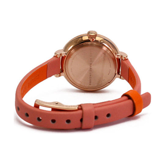 Marc Jacobs Sally White Dial Orange Leather Strap Watch for Women - MBM1355