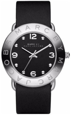 Marc Jacobs Amy Black Dial Black Leather Strap Watch for Women - MBM1140