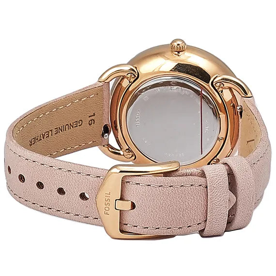 Fossil Tailor Quartz White Dial Pink Leather Strap Watch for Women - ES4393