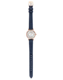 Emporio Armani Gianni T-Bar Analog Mother of Pearl Dial Blue Leather Strap Watch For Women - AR11468