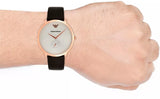 Emporio Armani Modern Slim Analog Silver Dial Brown Leather Strap Watch For Men - AR11163