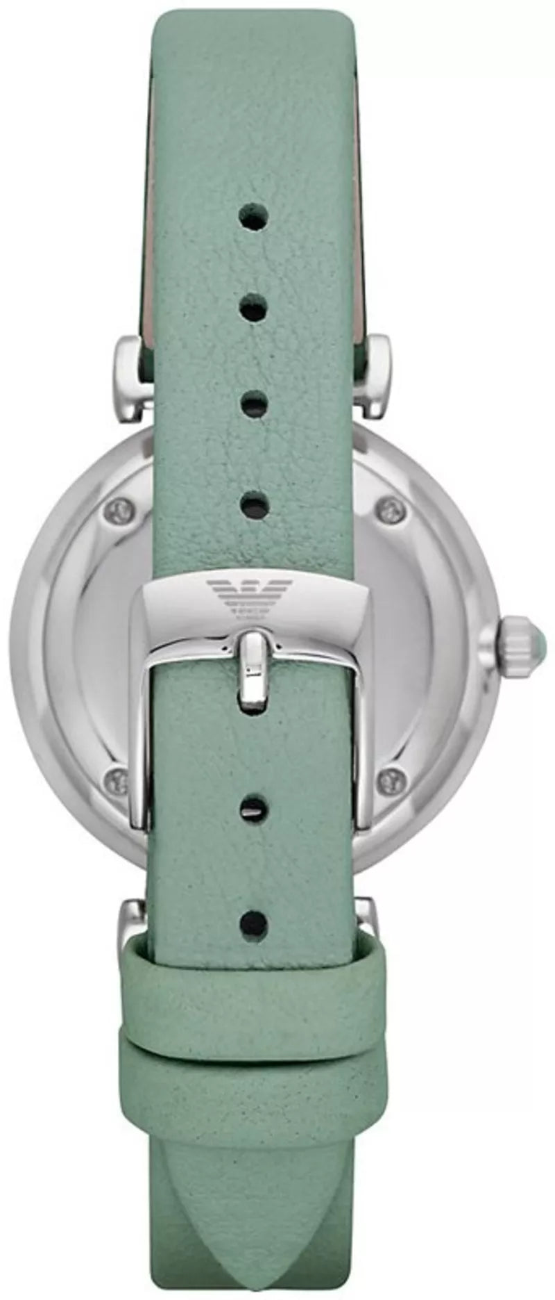 Emporio Armani Gianni T Bar Mother Of Pearl Blue Dial Blue Leather Strap Watch For Women - AR1959