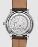 Fossil Neutra Automatic Skeleton White Dial Brown Leather Strap Watch for Men - ME3184