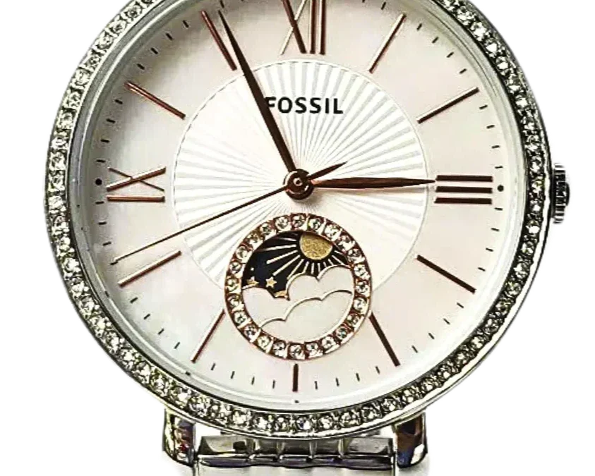 Fossil Jacqueline Multifunction Moonphase White Dial Silver Steel Strap Watch for Women - ES5164