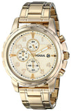 Fossil Dean Chronograph Champagne Dial Gold Steel Strap Watch for Men - FS4867