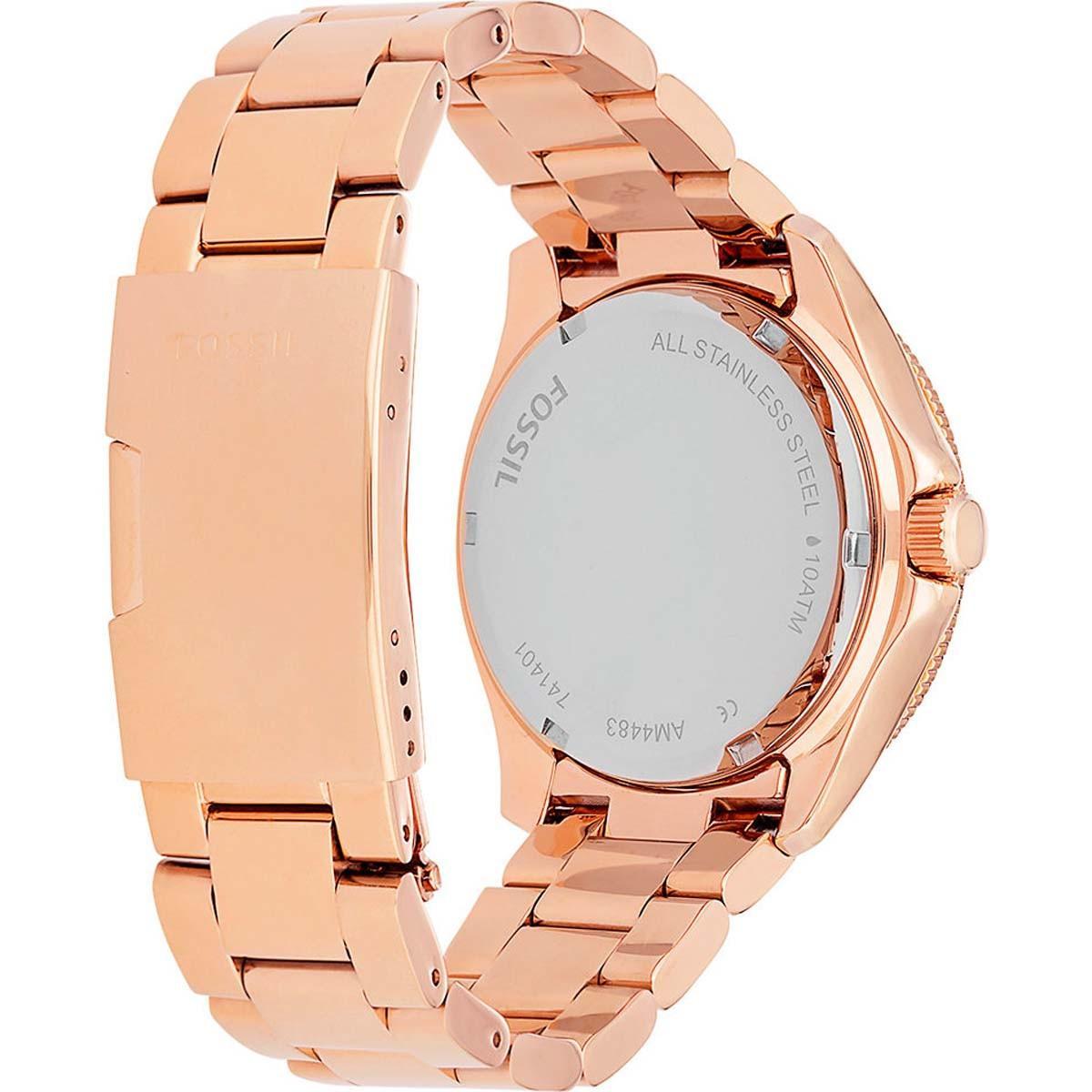 Fossil Cecile Rose Gold Dial Rose Gold Steel Strap Watch for Women - AM4483