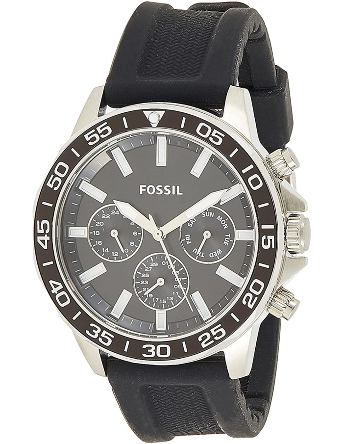 Fossil Bannon Multifunction Black Dial Black Silicone Strap Watch for Men - BQ2494