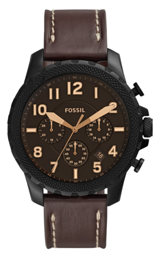 Fossil Bowman Chronograph Brown Dial Brown Leather Strap Watch for Men - FS5601