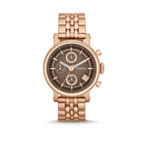 Fossil Boyfriend Chronograph Brown Dial Rose Gold Steel Strap Watch for Women - ES3494