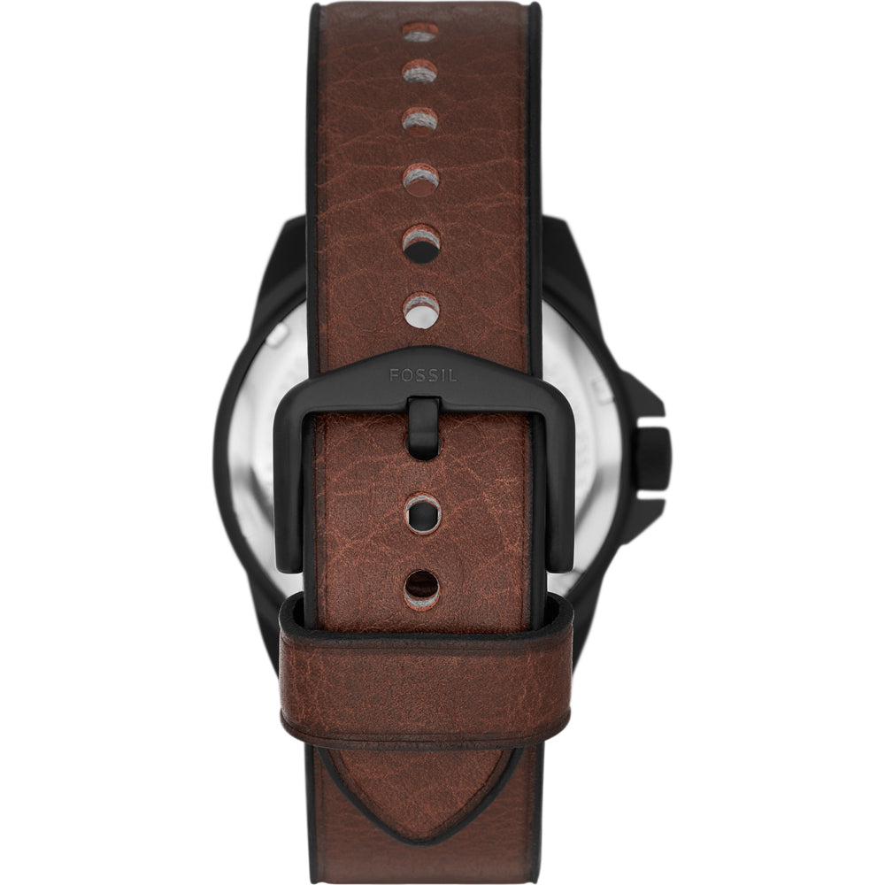 Fossil Nate Chronograph Brown Dial Brown Leather Strap Watch for Men - JR1511