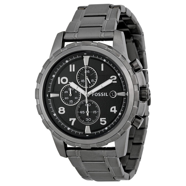 Fossil Dean Chronograph Black Dial Black Steel Strap Watch for Men - FS4721