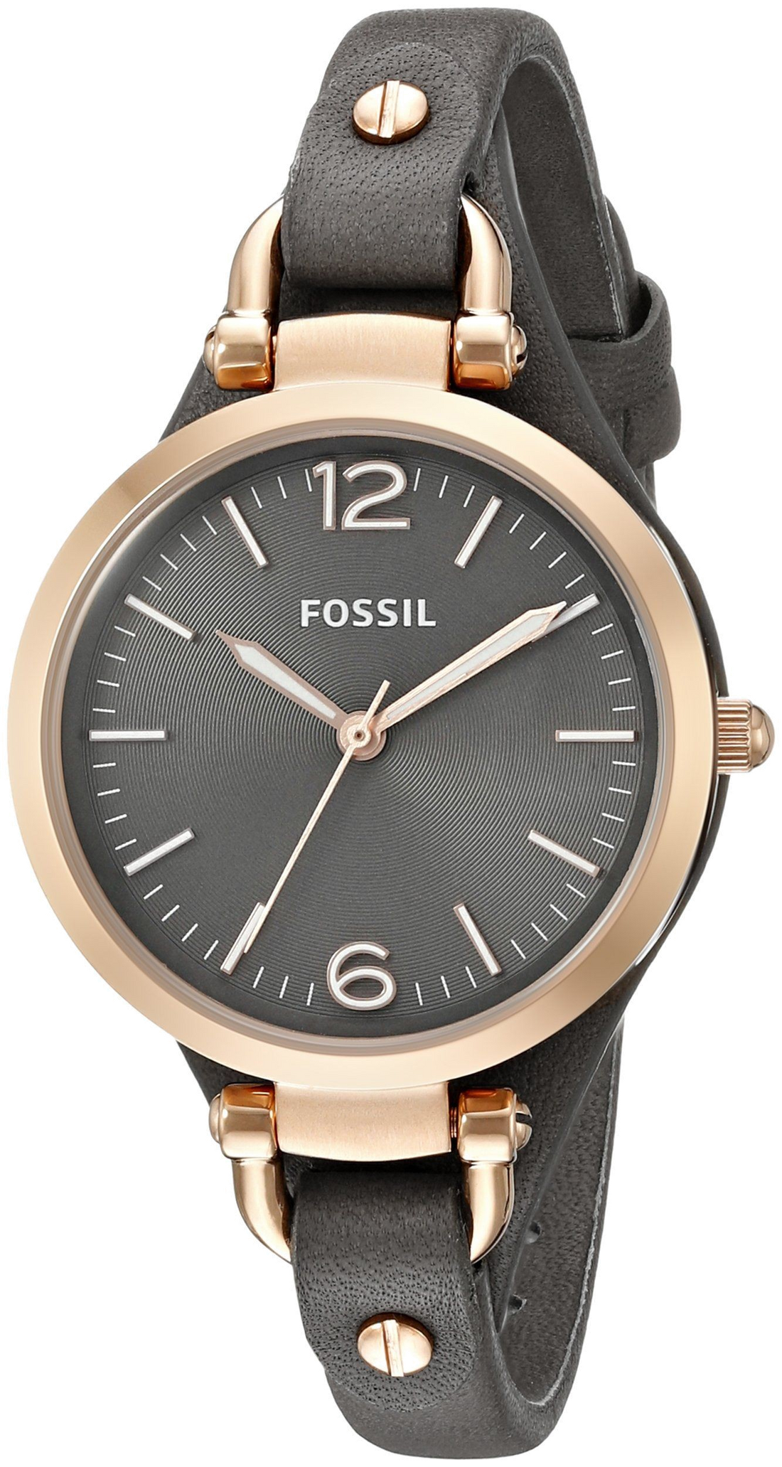 Fossil Georgia Smoke Grey Dial Grey Leather Strap Watch for Women - ES3077