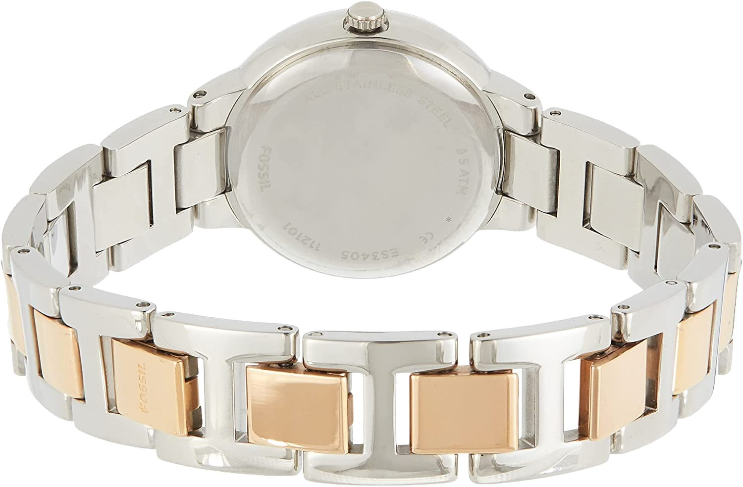 Fossil Virginia Rose Gold Dial Two Tone Steel Strap Watch for Women - ES3405