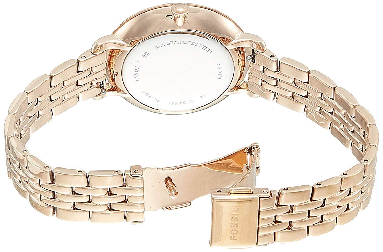 Fossil Jacqueline Rose Gold Dial Rose Gold Steel Strap Watch for Women - ES3435