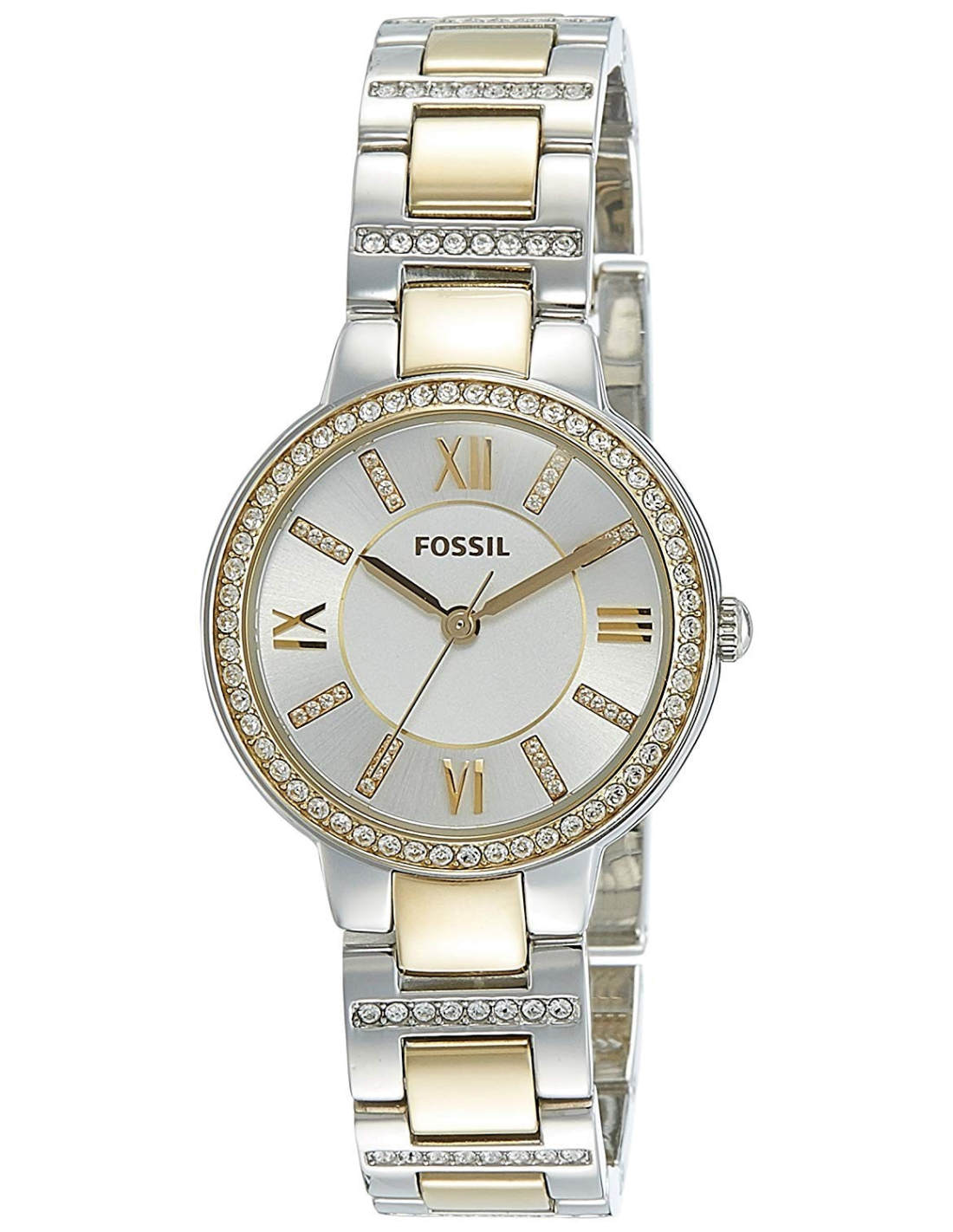 Fossil Virginia Silver Dial Two Tone Steel Strap Watch for Women - ES3503