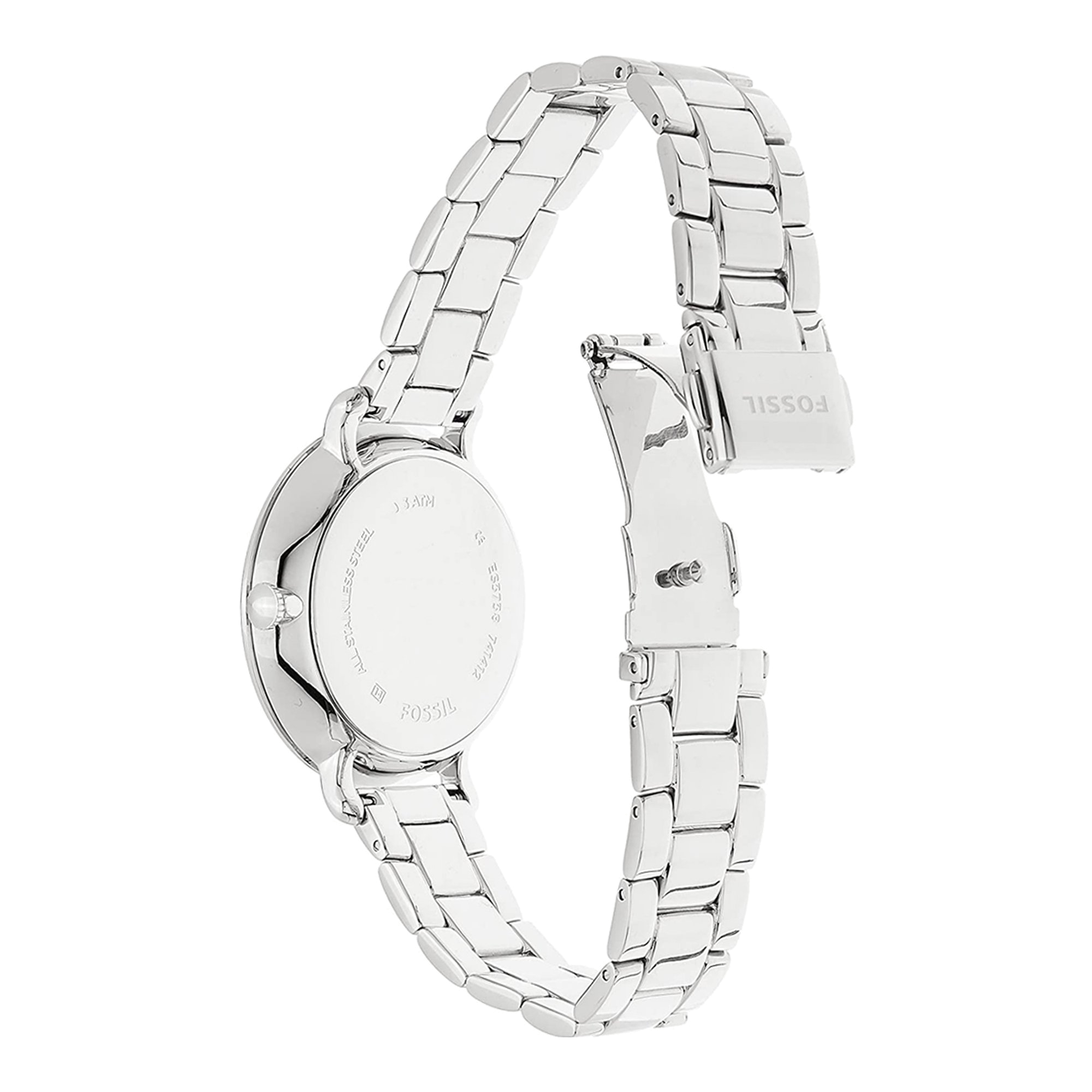 Fossil Jacqueline Multifunction White Dial Silver Steel Strap Watch for Women - ES3738