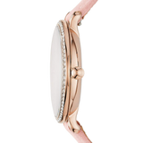 Fossil Jacqueline White Dial Pink Leather Strap Watch for Women - ES4303