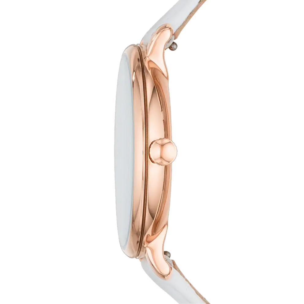 Fossil Jacqueline Quartz Mother of Pearl White Dial White Leather Strap Watch for Women - ES4579