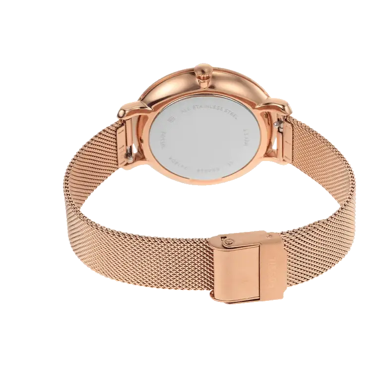 Fossil Jacqueline Quartz Rose Gold Dial Rose Gold Mesh Strap Watch for Women - ES4628