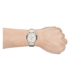 Fossil Dean Chronograph White Dial Silver Steel Strap Watch for Men - FS4795