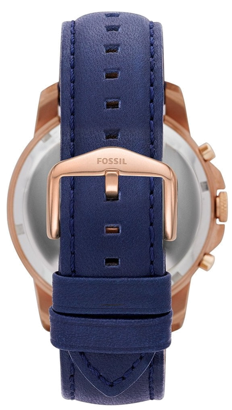Fossil Grant Chronograph Blue Dial Blue Leather Strap Watch for Men - FS4835