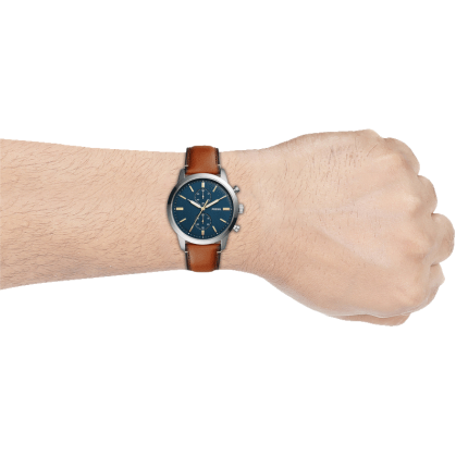 Fossil Townsman Chronograph Blue Dial Brown Leather Strap Watch for Men - FS5279