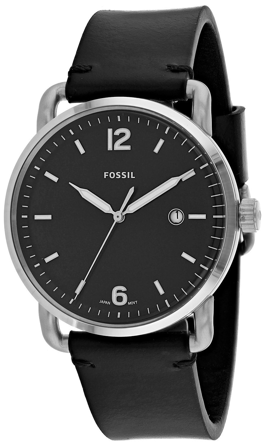 Fossil The Commuter Black Dial Black Leather Strap Watch for Men - FS5406