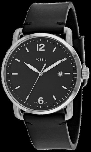 Fossil The Commuter Black Dial Black Leather Strap Watch for Men - FS5406