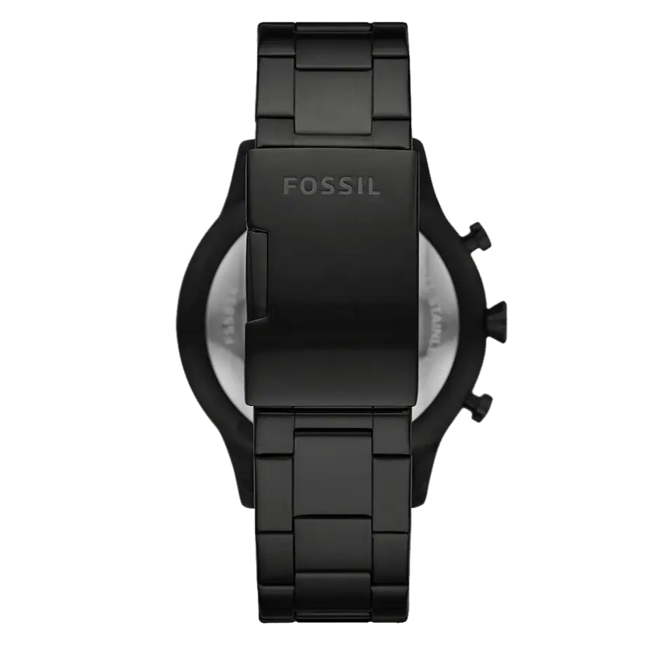 Fossil Pilot Chronograph Black Dial Black Steel Strap Watch for Men - FS5811