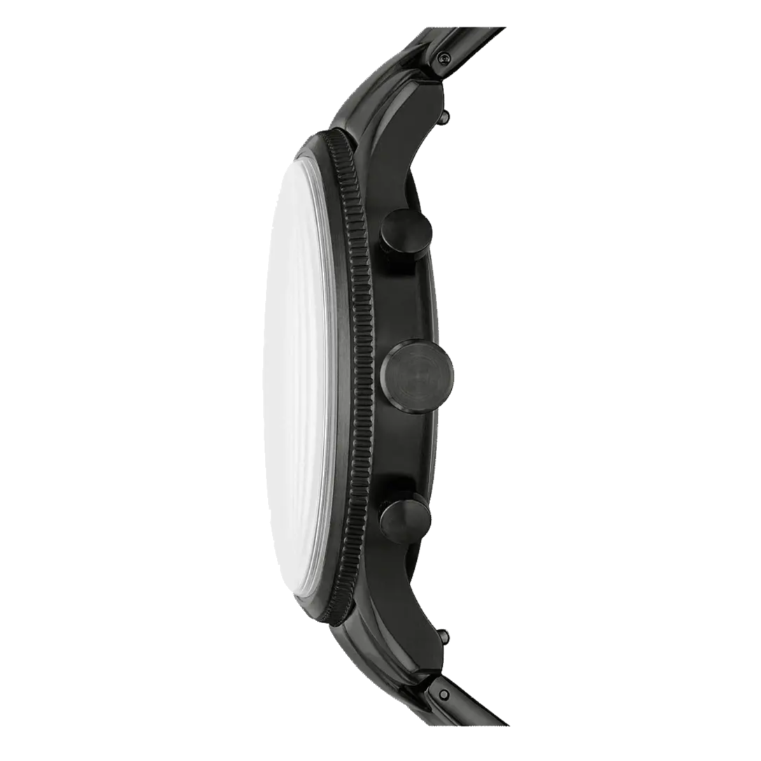 Fossil Pilot Chronograph Black Dial Black Steel Strap Watch for Men - FS5811