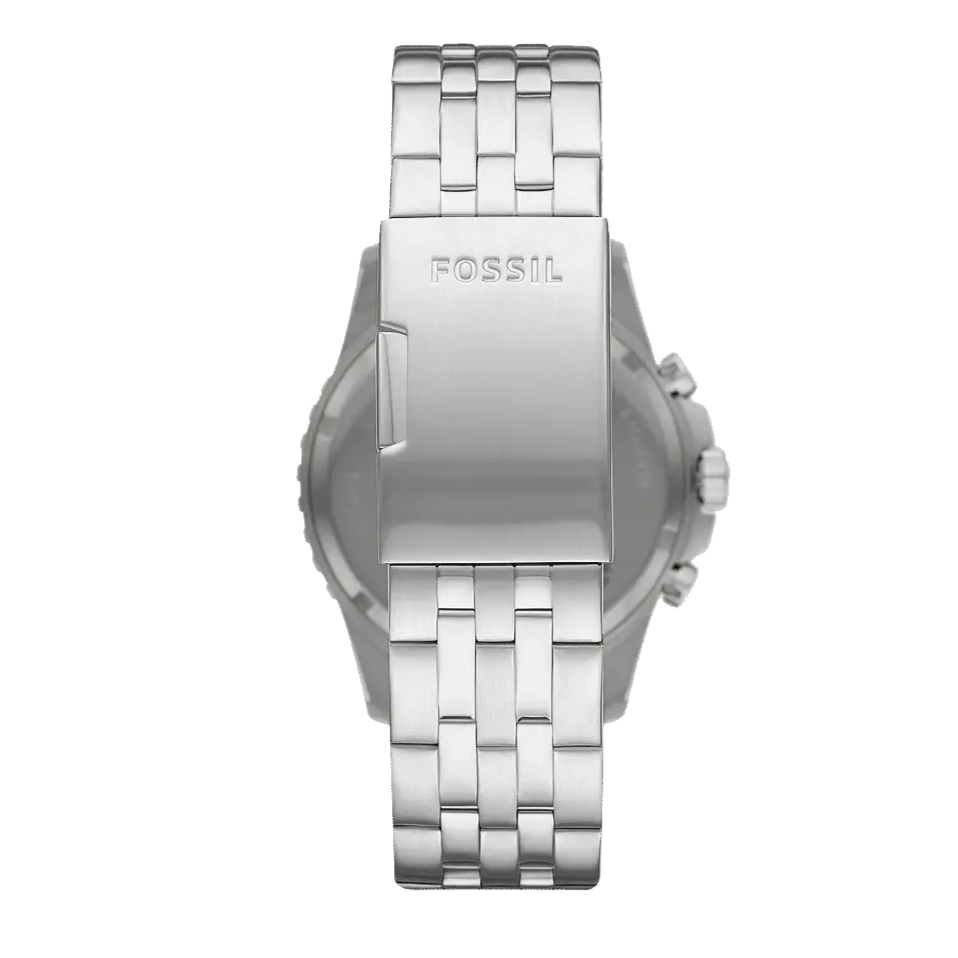 Fossil FB-01 Chronograph Black Dial Silver Steel Strap Watch for Men - FS5837