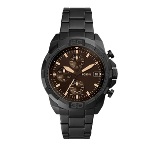 Fossil Bronson Chronograph Black Dial Black Steel Strap Watch for Men - FS5851