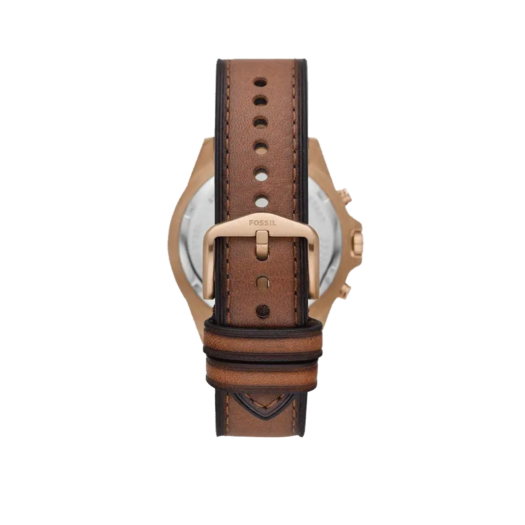 Fossil Garrett Chronograph Brown Dial Brown Leather Strap Watch for Men - FS5867