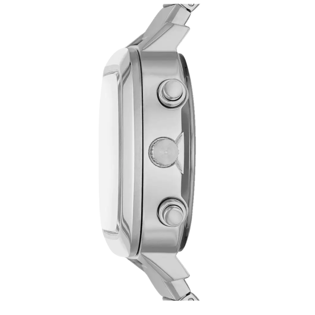 Fossil Retro Analog-Digital Black Dial Silver Steel Strap Watch for Men - FS5890