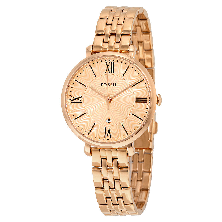 Fossil Jacqueline Rose Gold Dial Rose Gold Steel Strap Watch for Women - ES3435