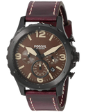 Fossil Nate Chronograph Brown Dial Brown Leather Strap Watch for Men - JR1511