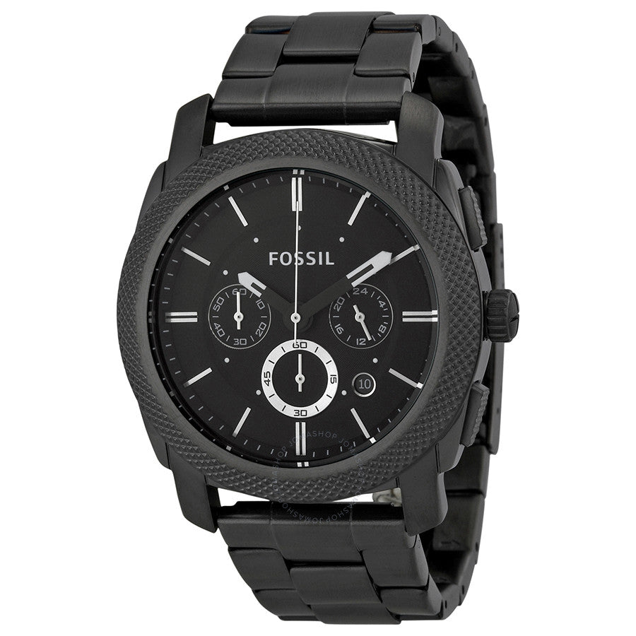 Fossil Machine Chronograph Black Dial Grey Steel Strap Watch for Men - FS4662