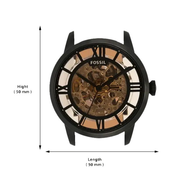 Fossil Townsman Automatic Skeleton Brown Dial Brown Leather Strap Watch for Men - ME3098