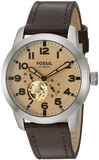 Fossil Pilot 54 Automatic Cream Dial Brown Leather Strap Watch for Men - ME3119